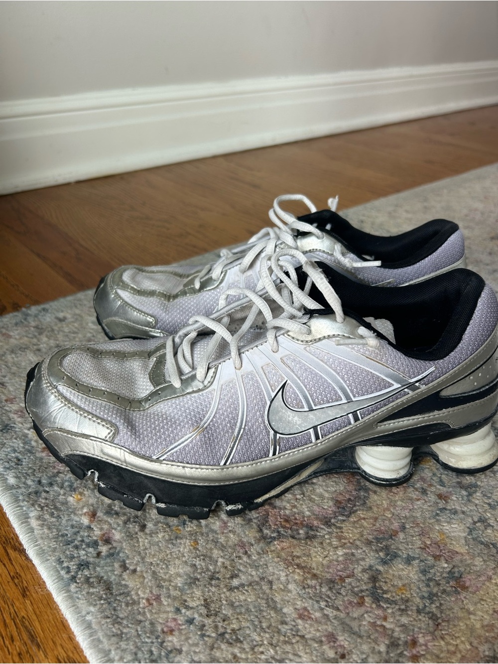 Nike Men’s Silver and Black Shox Running Shoes